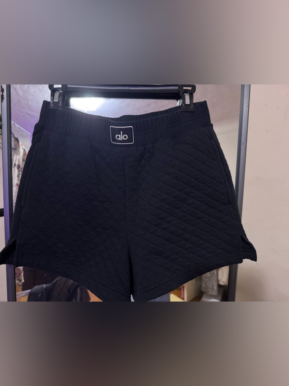 Yoga Quilted Black Athletic Shorts